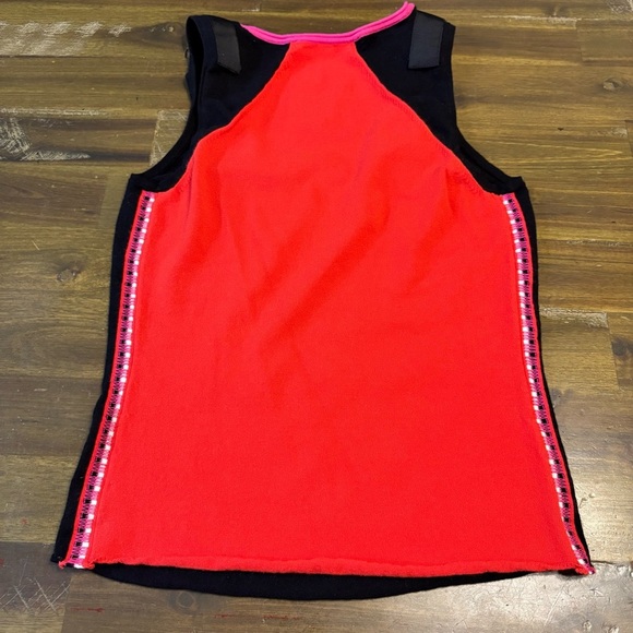 Stefanel Color Block Tank Top Stretchy Small Black Pink Red Soft - Picture 2 of 6